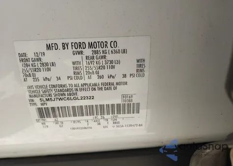 2020 Lincoln Aviator Reserve from USA, damaged, VIN 5LM5J7WC6LGL22322